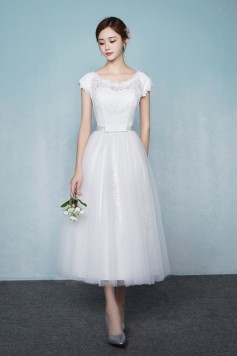 ウェディングドレス_二次会ドレス 花嫁ドレス_ミモレ丈_ショート W1427